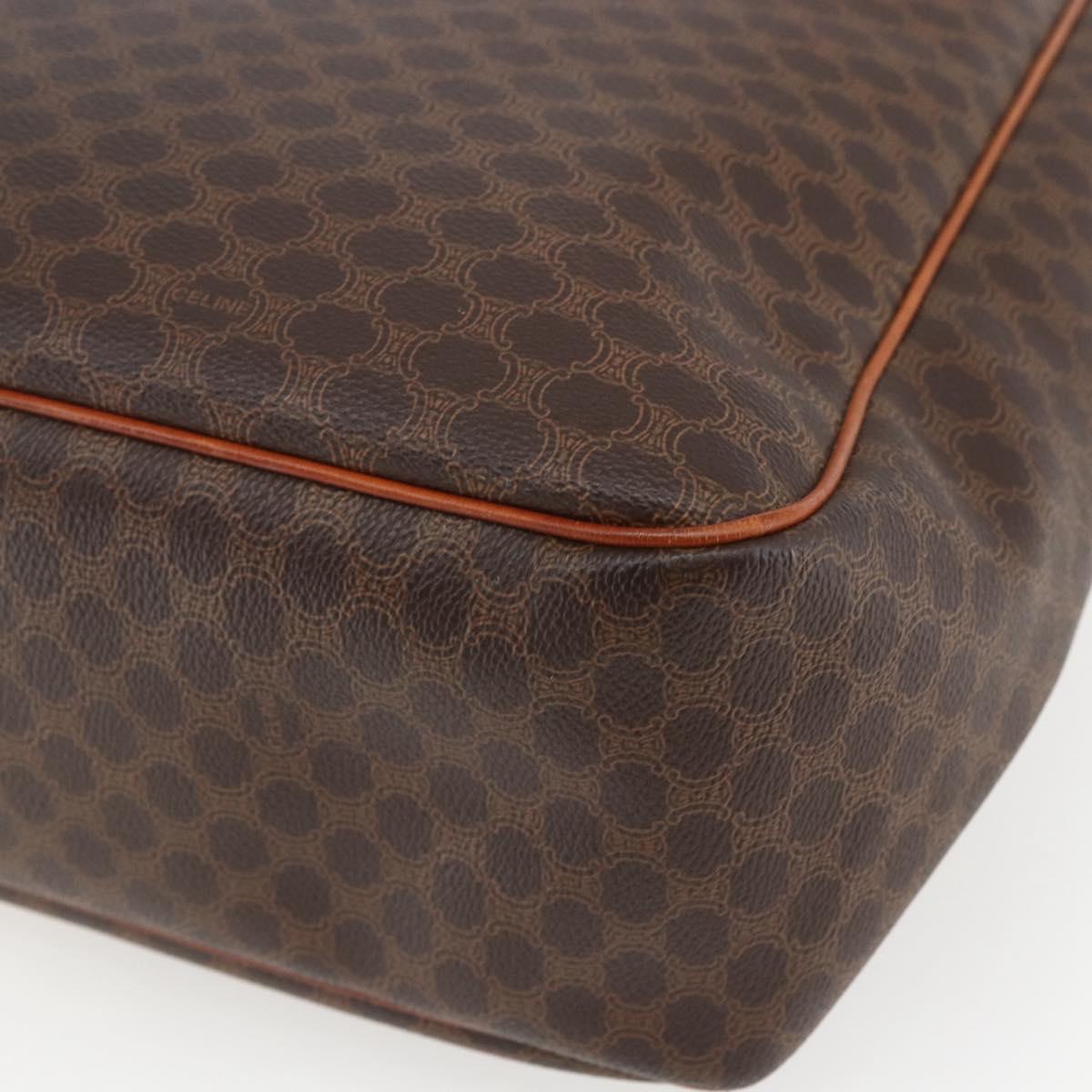 CELINE Macadam Canvas Triomphe Tote Bag PVC Leather Brown Gold Auth ki6337