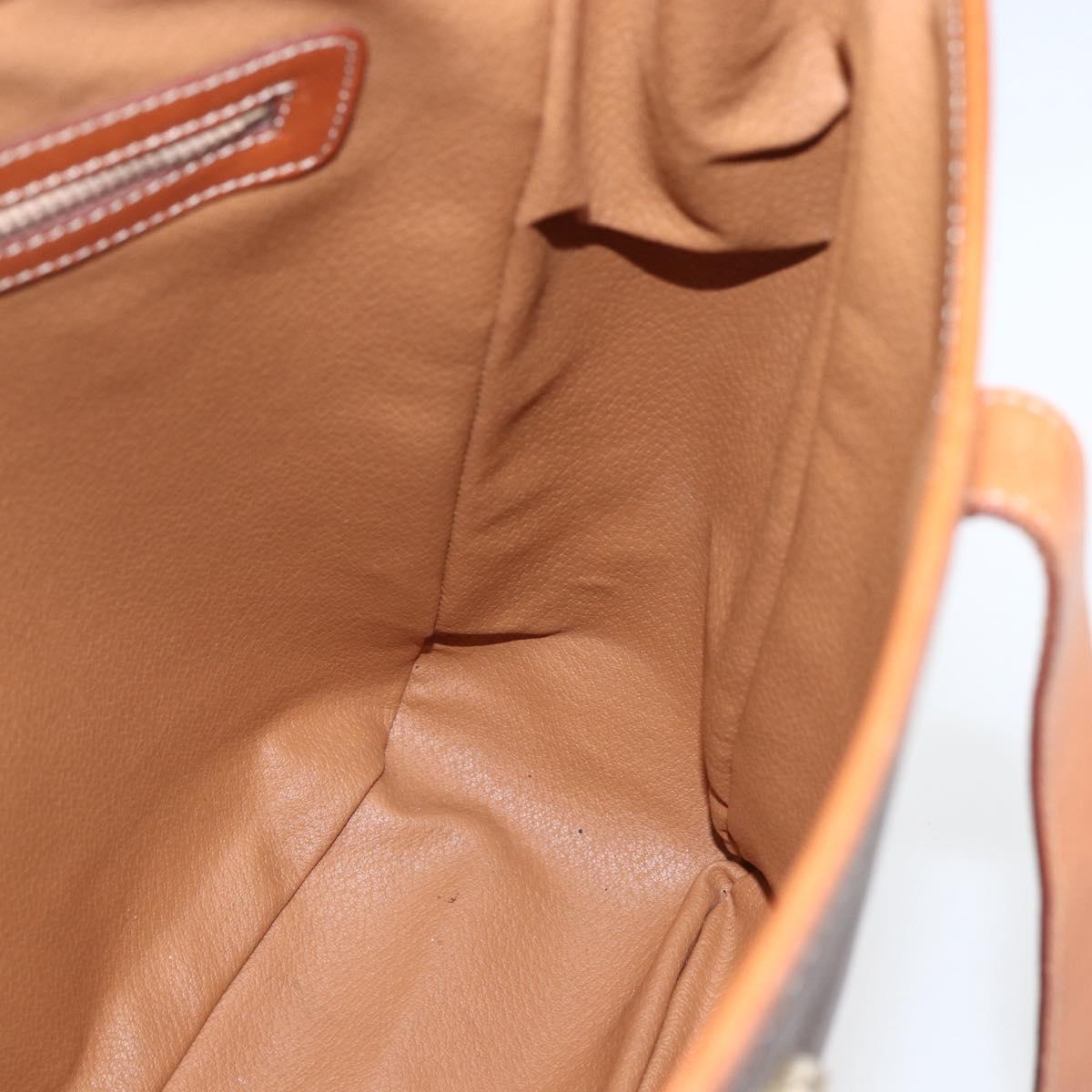 CELINE Macadam Canvas Triomphe Tote Bag PVC Leather Brown Gold Auth ki6337