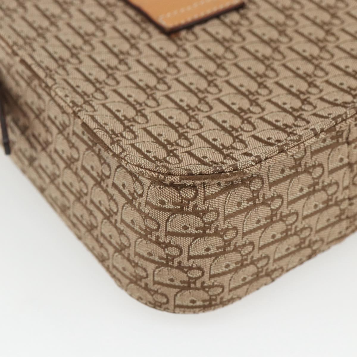 Christian Dior Trotter Canvas Street chic Shoulder Bag Beige Gold Auth ki6338