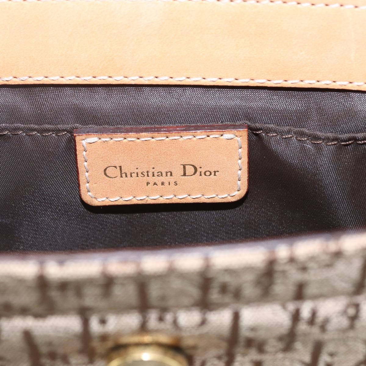 Christian Dior Trotter Canvas Street chic Shoulder Bag Beige Gold Auth ki6338