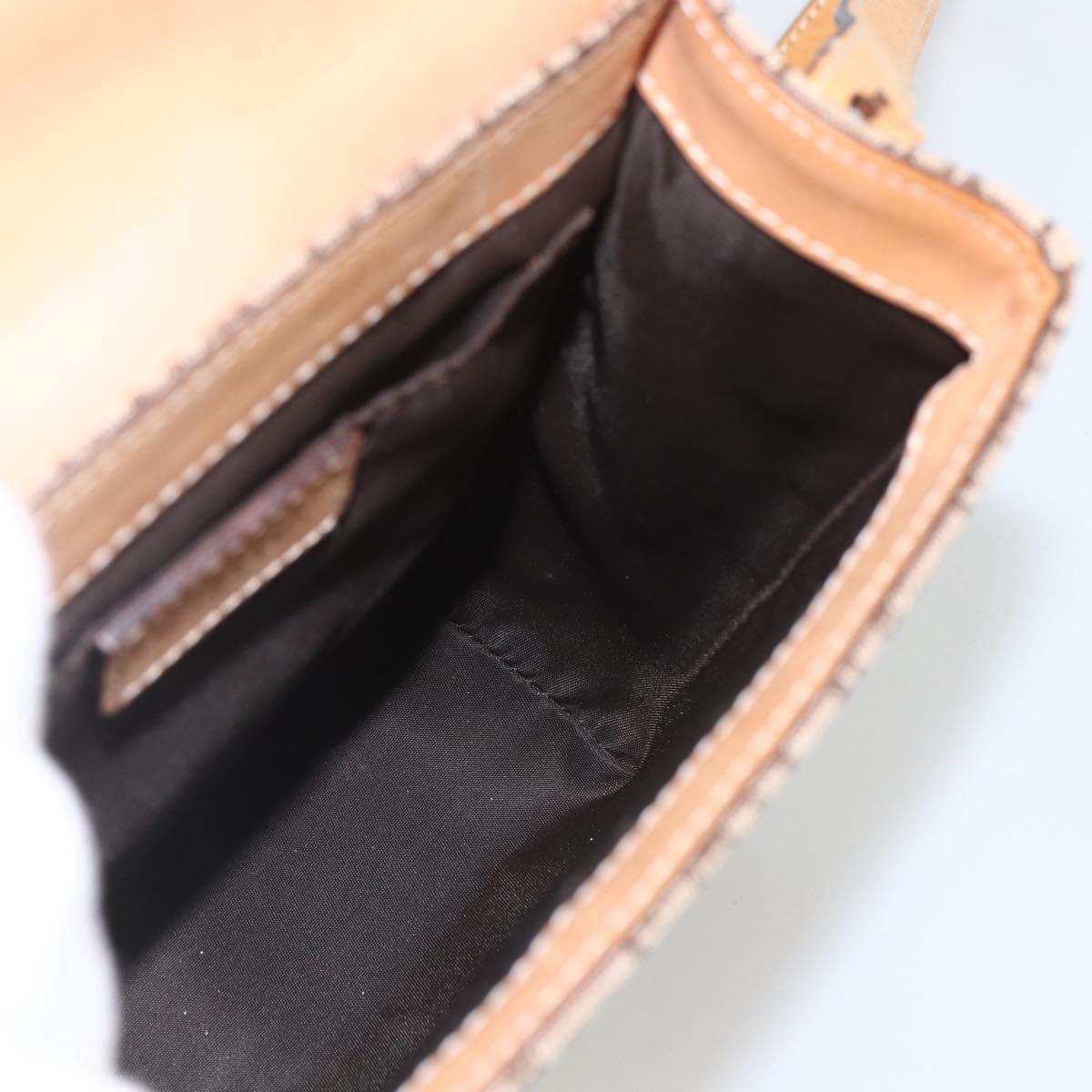 Christian Dior Trotter Canvas Street chic Shoulder Bag Beige Gold Auth ki6338