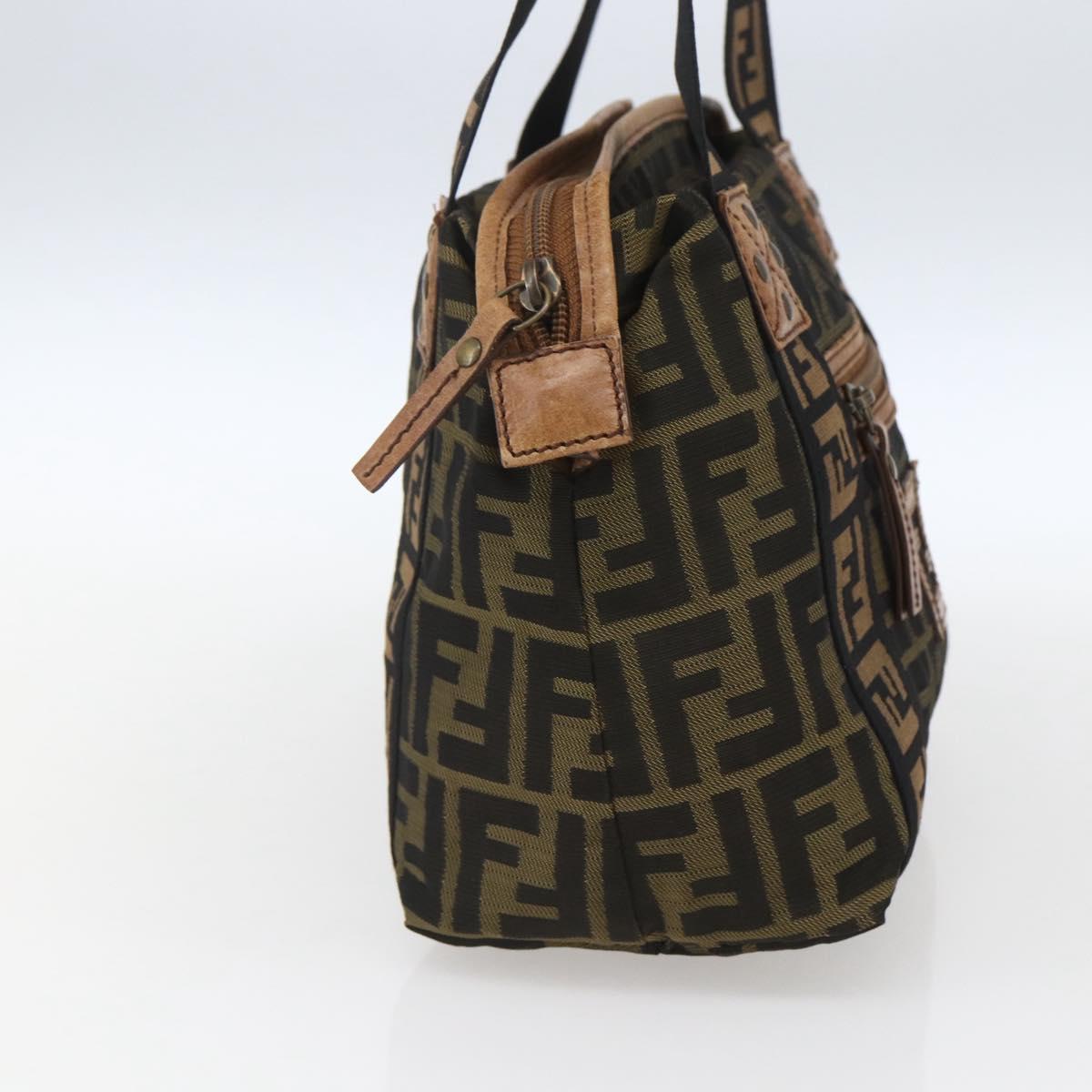 FENDI Zucca Canvas Tote Bag Black Brown Auth ki6340