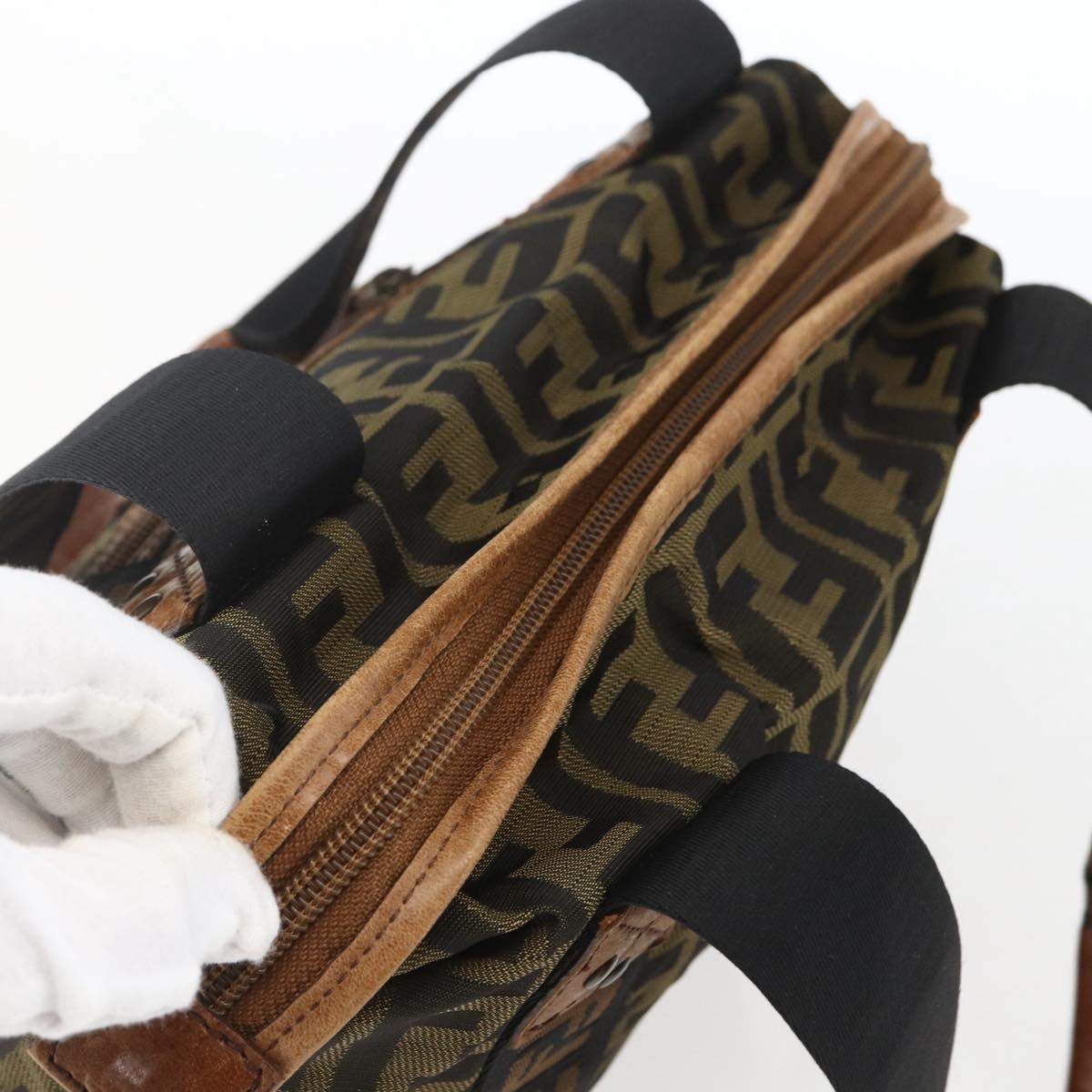 FENDI Zucca Canvas Tote Bag Black Brown Auth ki6340