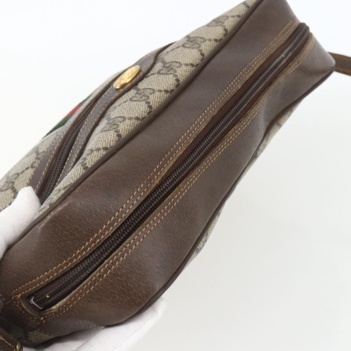 GUCCI GG Supreme Web Sherry Line Shoulder Bag PVC Beige 72 001 4071 Auth ki6343