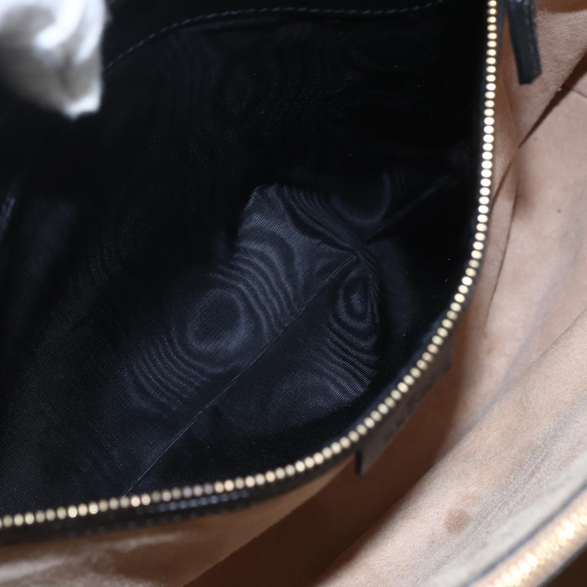 GUCCI Web Sherry Line Silvi Tote Bag Leather 2way Black Gold 453790 Auth ki6344