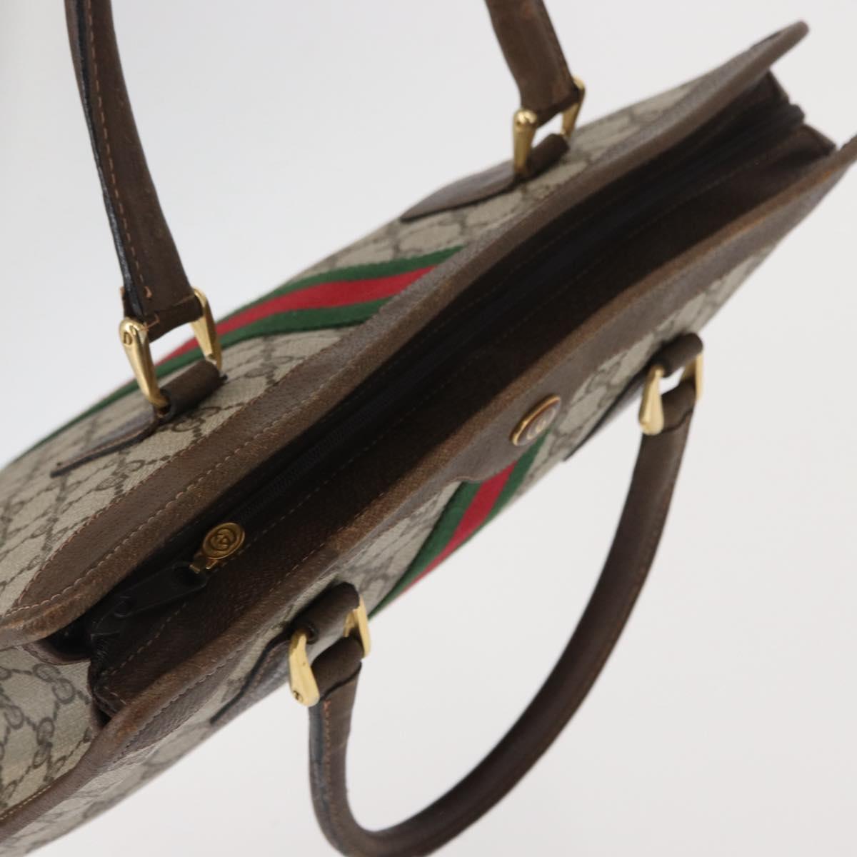 GUCCI GG Supreme Web Sherry Line Tote Bag PVC Beige Gold 010 378 Auth ki6347