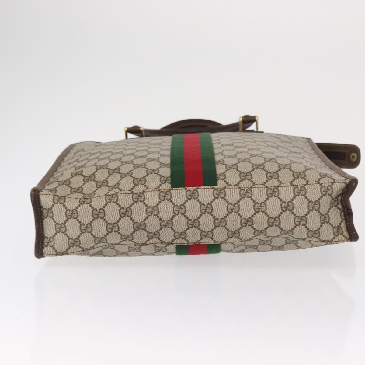 GUCCI GG Supreme Web Sherry Line Tote Bag PVC Beige Gold 010 378 Auth ki6347