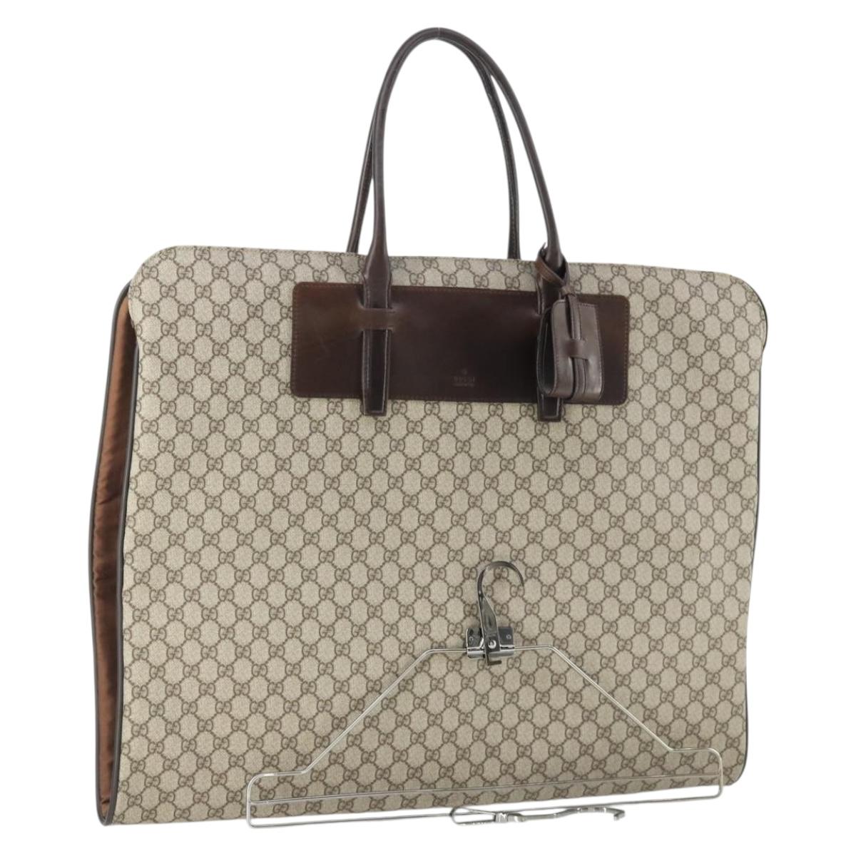 GUCCI GG Supreme Garment Cover PVC Leather Beige Auth ki6350