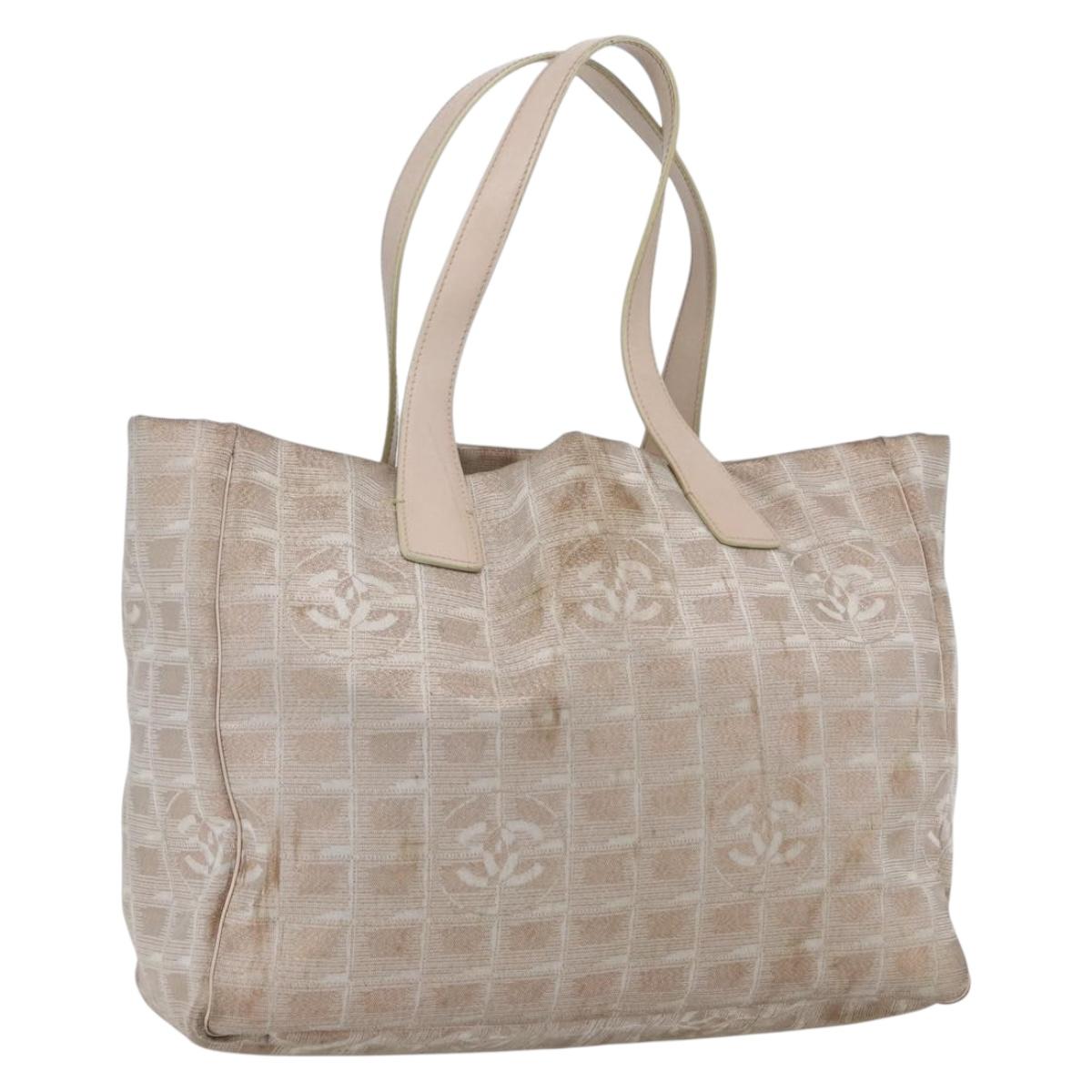 CHANEL New Travel Line Tote Bag Nylon Pink Gold CC Auth ki6352
