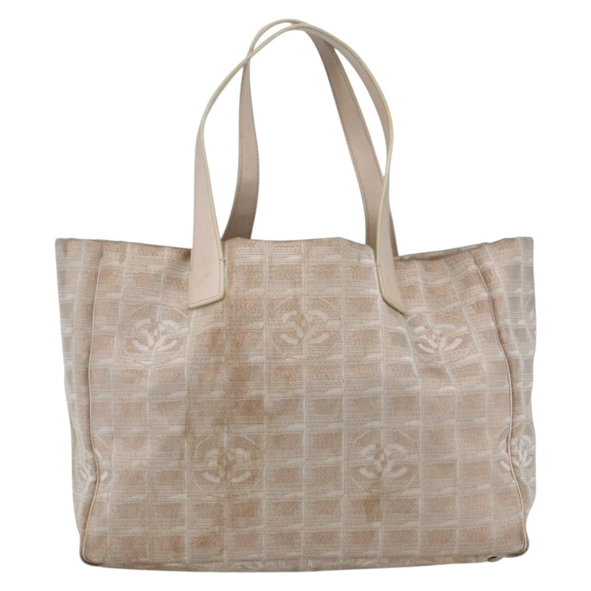 CHANEL New Travel Line Tote Bag Nylon Pink Gold CC Auth ki6352