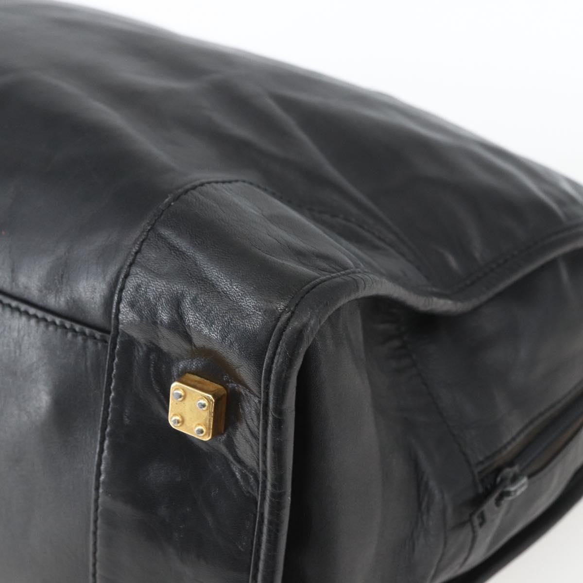 LOEWE Anagram Amazona 40 Hand Bag Leather Gold Black Auth ki6358