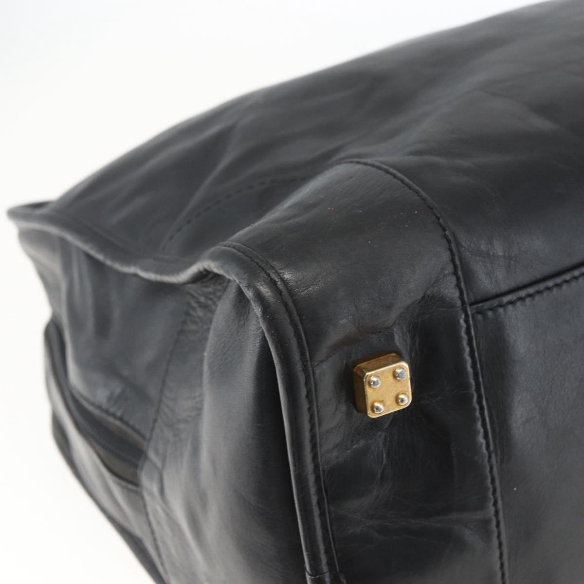 LOEWE Anagram Amazona 40 Hand Bag Leather Gold Black Auth ki6358