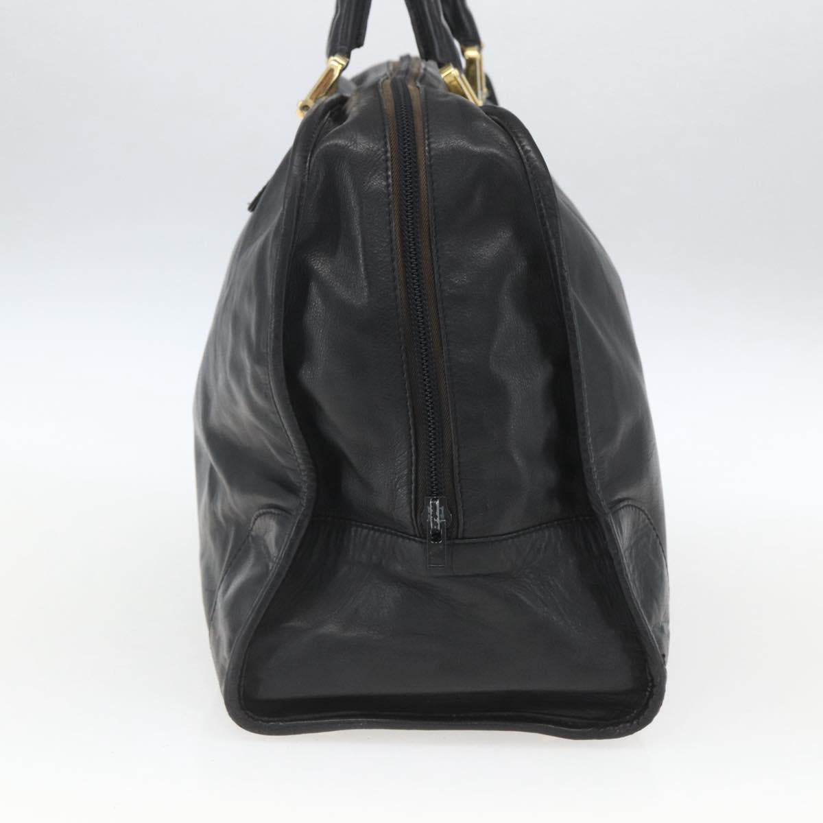 LOEWE Anagram Amazona 40 Hand Bag Leather Gold Black Auth ki6358