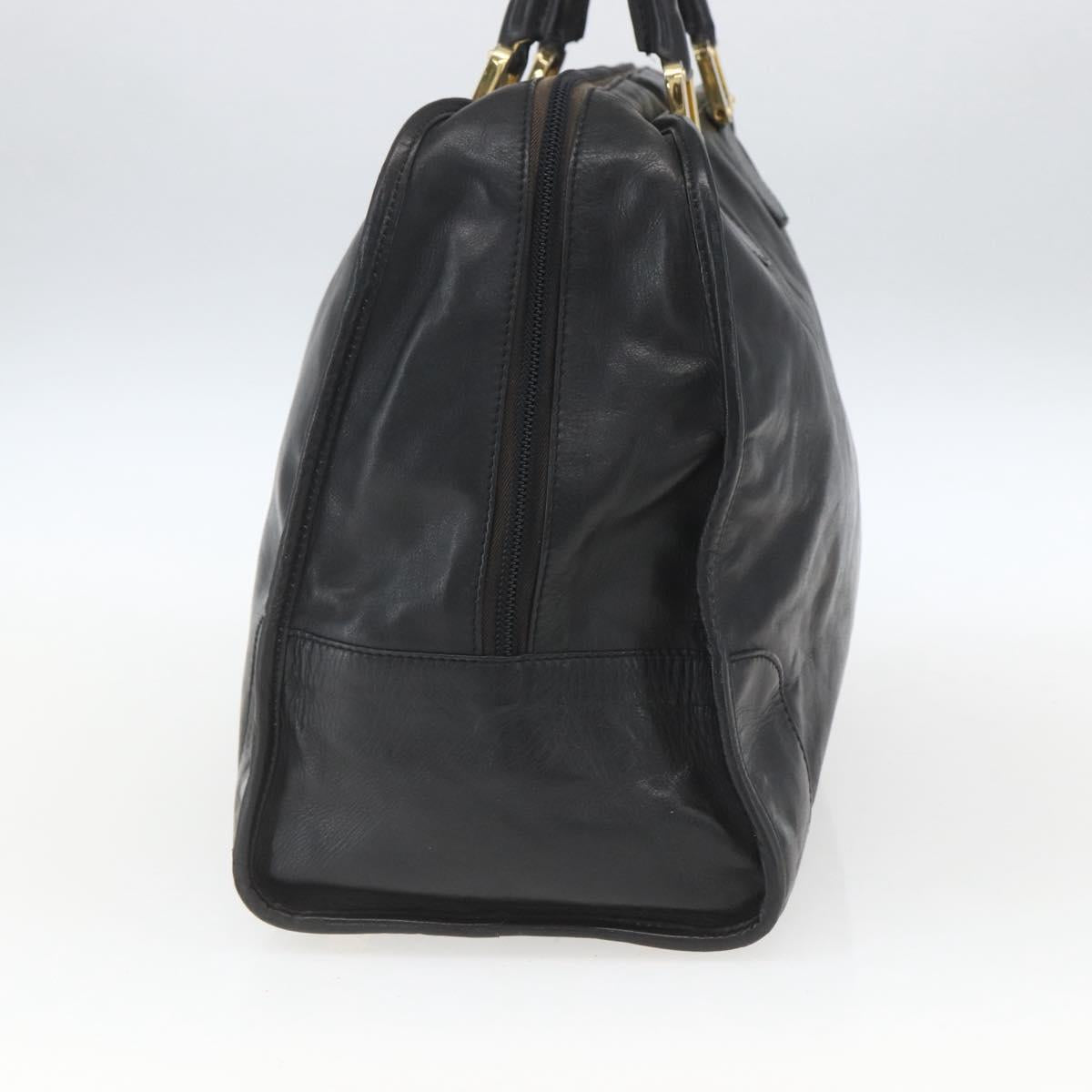 LOEWE Anagram Amazona 40 Hand Bag Leather Gold Black Auth ki6358