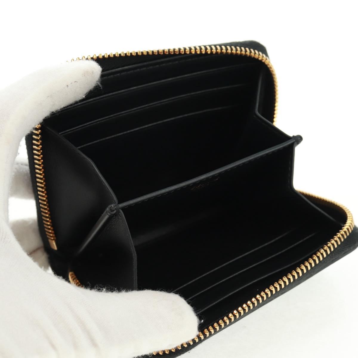 CELINE Triomphe Wallet Leather Black Auth ki6366M
