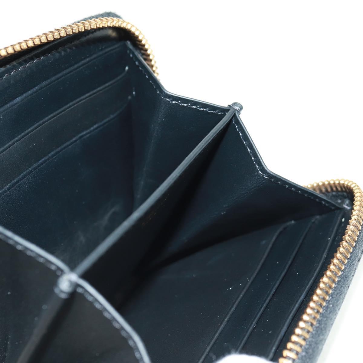 CELINE Triomphe Wallet Leather Black Auth ki6366M