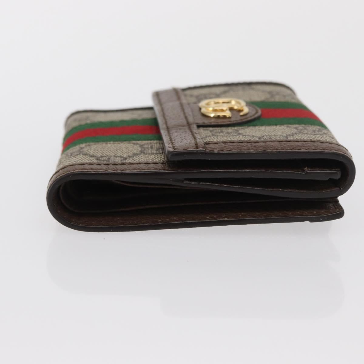 GUCCI GG Supreme Web Sherry Line Wallet PVC Beige Red 523173 Auth ki6372V