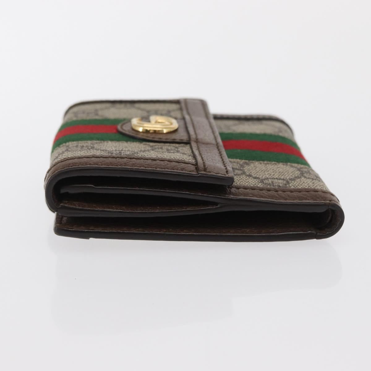 GUCCI GG Supreme Web Sherry Line Wallet PVC Beige Red 523173 Auth ki6372V