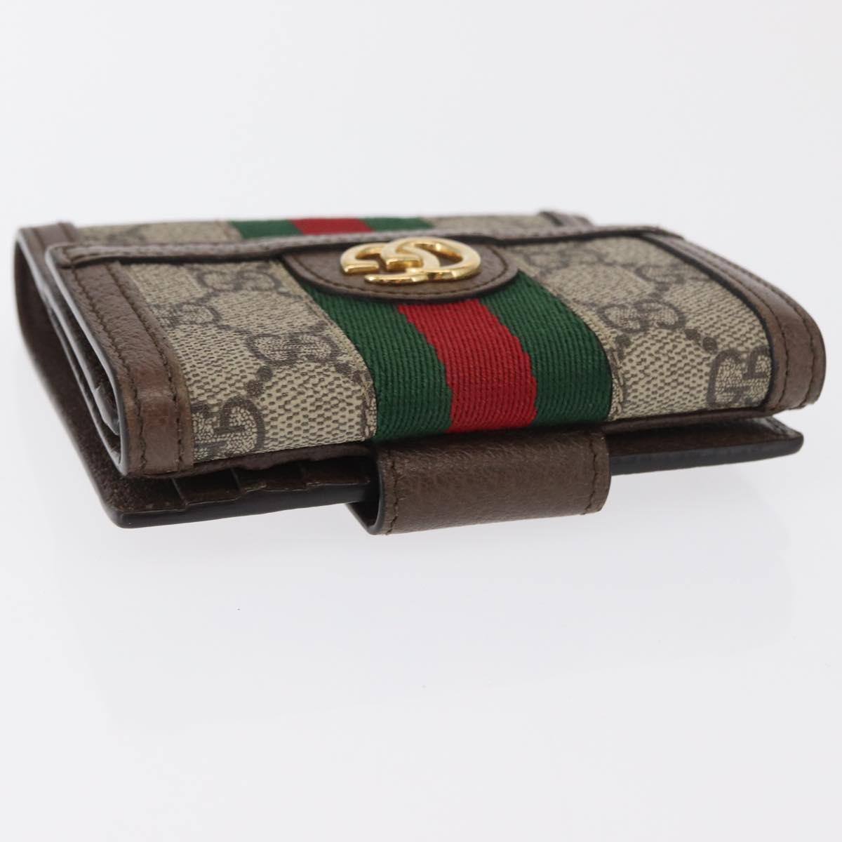 GUCCI GG Supreme Web Sherry Line Wallet PVC Beige Red 523173 Auth ki6372V