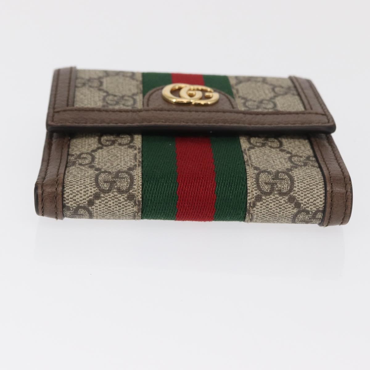 GUCCI GG Supreme Web Sherry Line Wallet PVC Beige Red 523173 Auth ki6372V