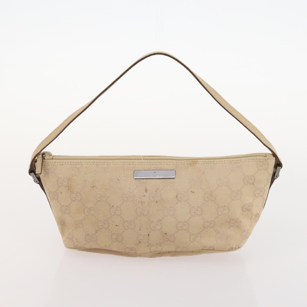 GUCCI GG Canvas Micro GG Supreme Pouch Bag PVC 4 Set Beige White Auth ki6375