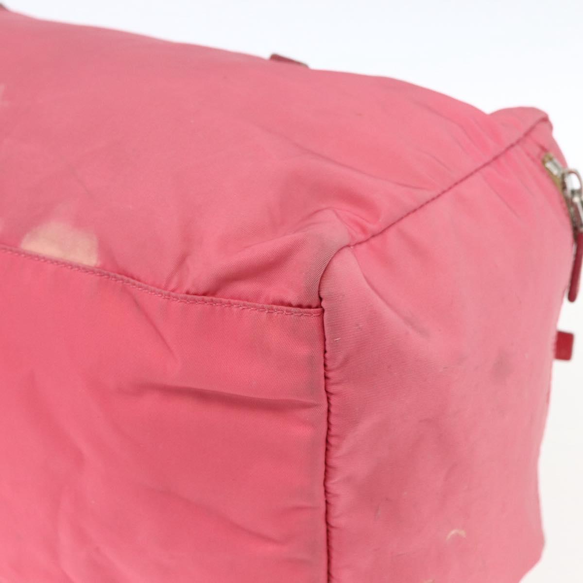PRADA Boston Bag Nylon Pink Silver Auth ki6378