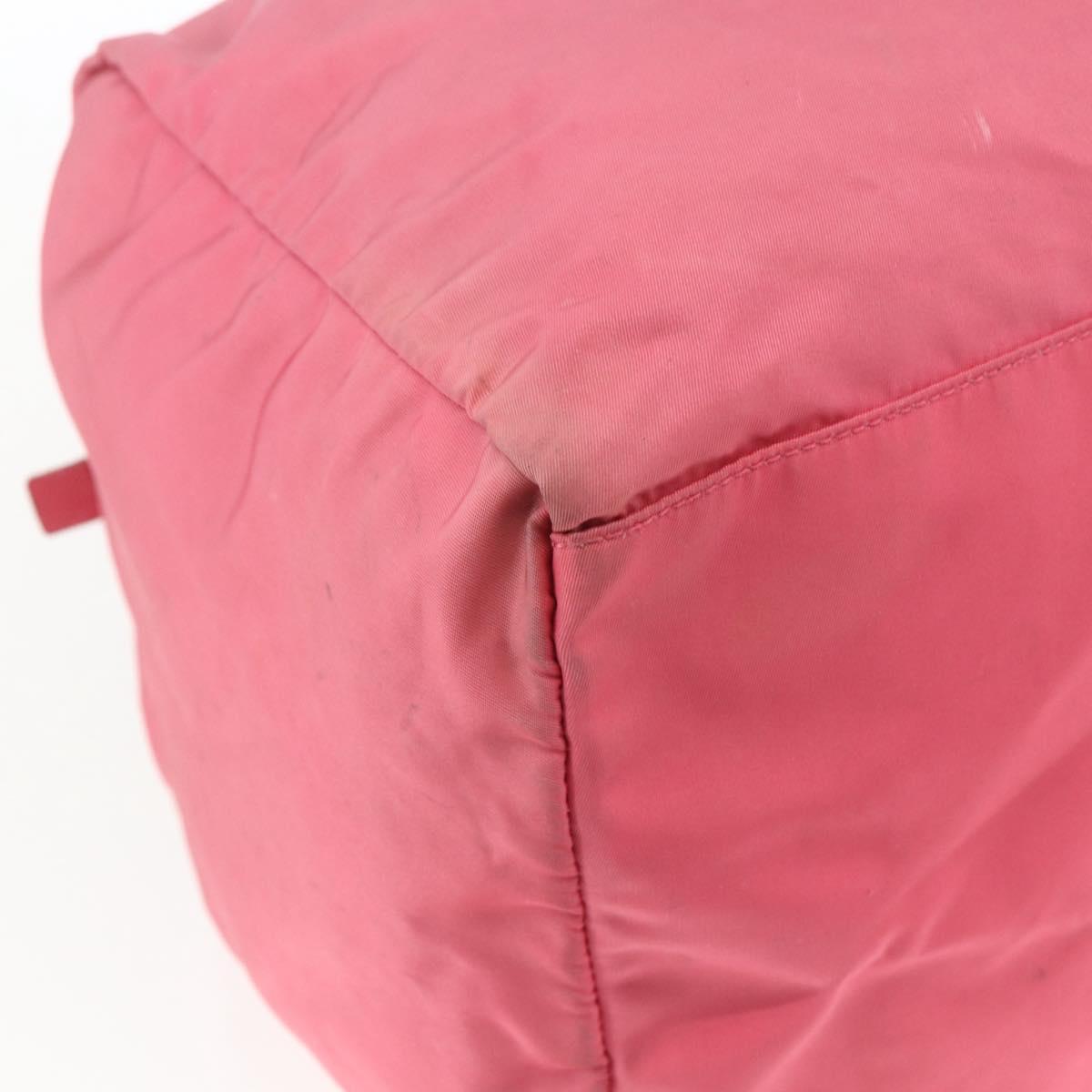 PRADA Boston Bag Nylon Pink Silver Auth ki6378