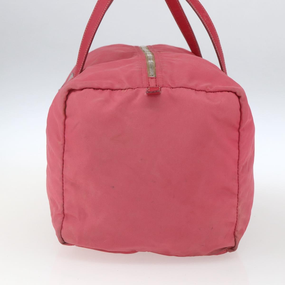 PRADA Boston Bag Nylon Pink Silver Auth ki6378