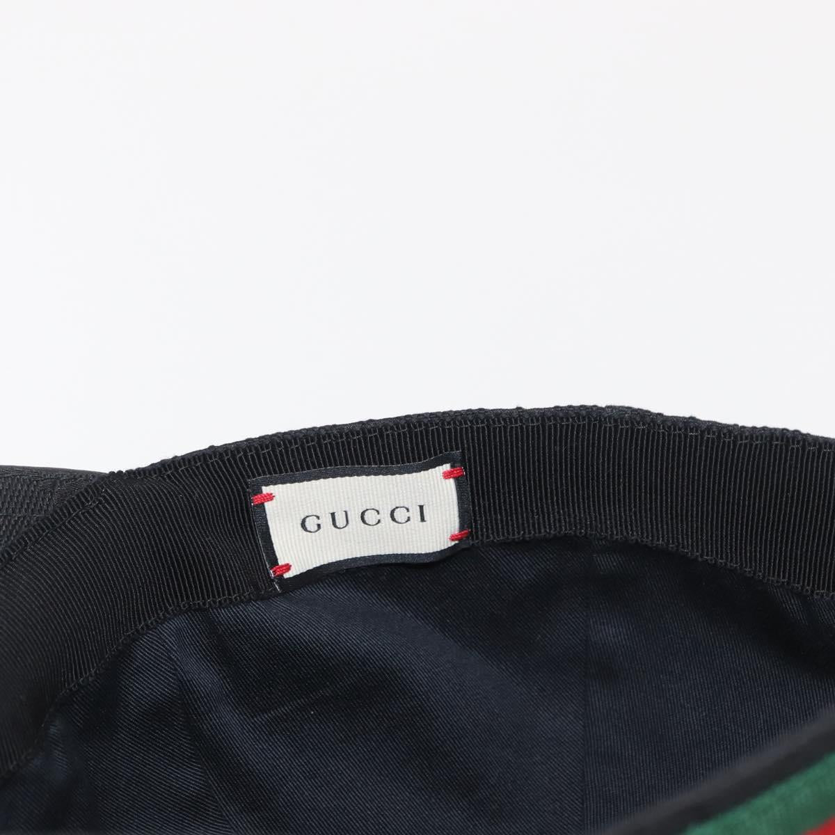 GUCCI Web Sherry Line GG Canvas Baseball Cap L Black 200035 204891 Auth ki6381