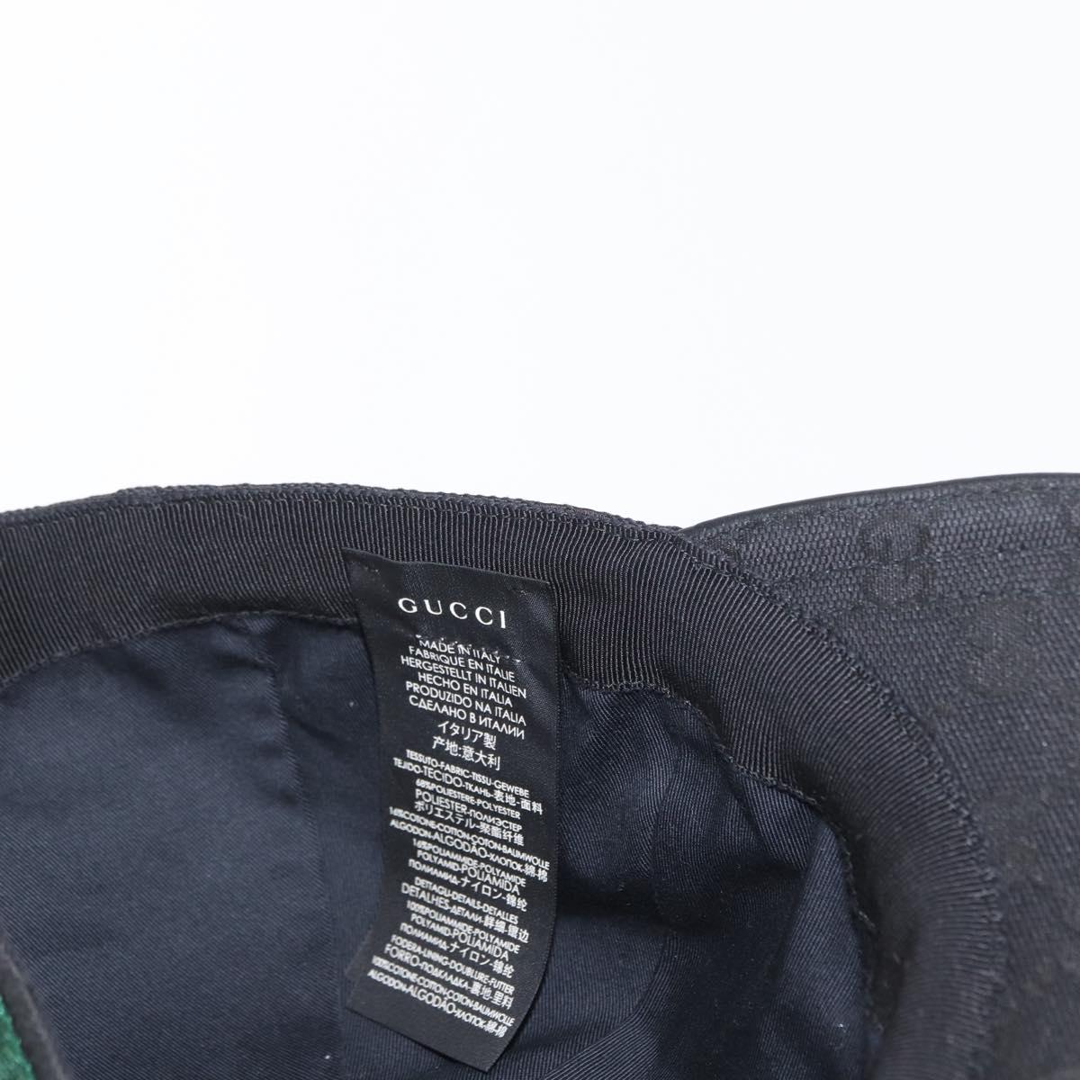 GUCCI Web Sherry Line GG Canvas Baseball Cap L Black 200035 204891 Auth ki6381