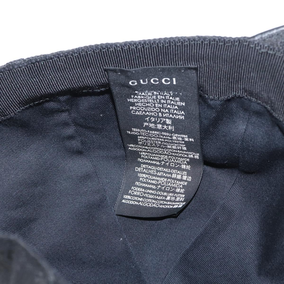 GUCCI Web Sherry Line GG Canvas Baseball Cap L Black 200035 204891 Auth ki6381