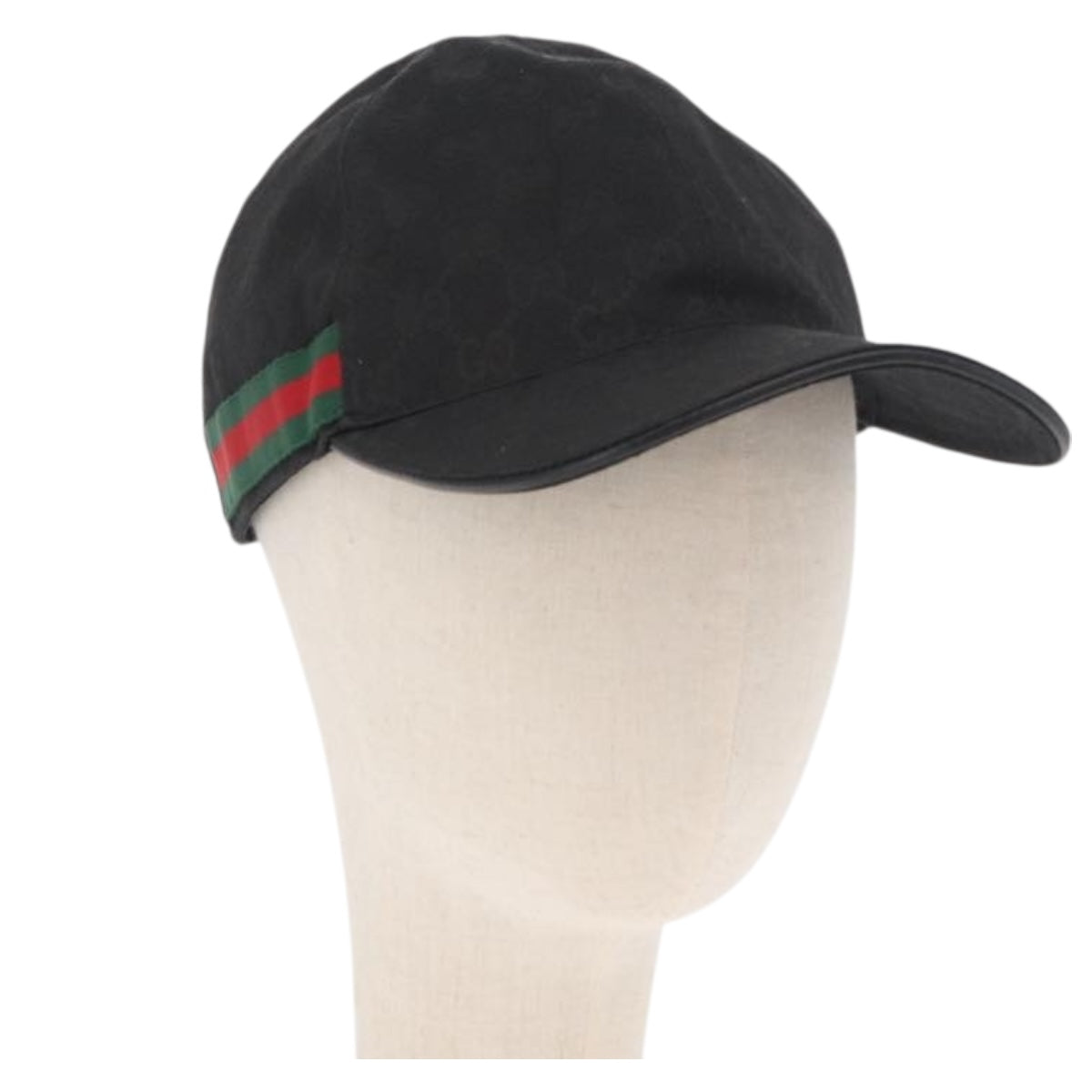 GUCCI Web Sherry Line GG Canvas Baseball Cap L Black 200035 204891 Auth ki6381