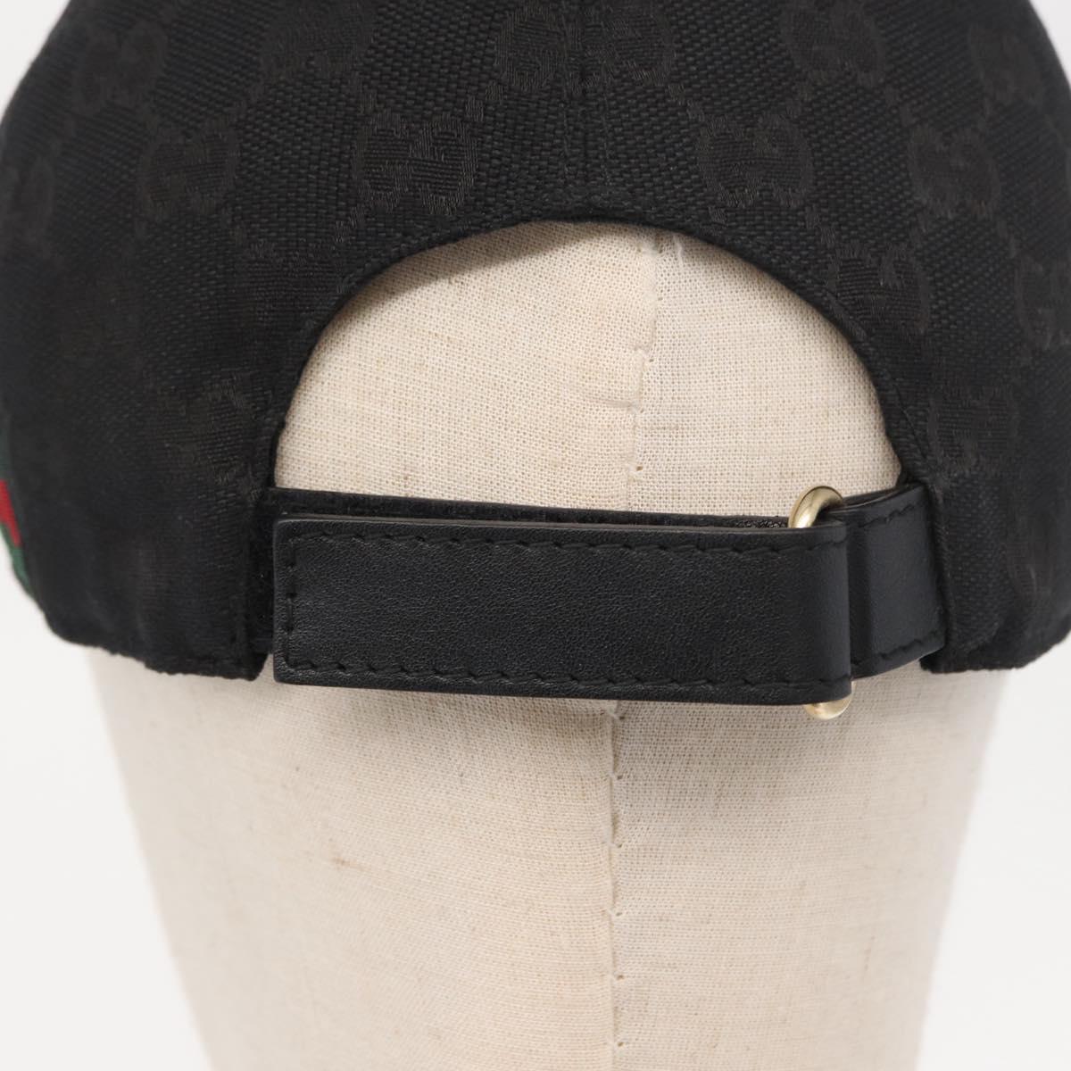GUCCI Web Sherry Line GG Canvas Baseball Cap L Black 200035 204891 Auth ki6381