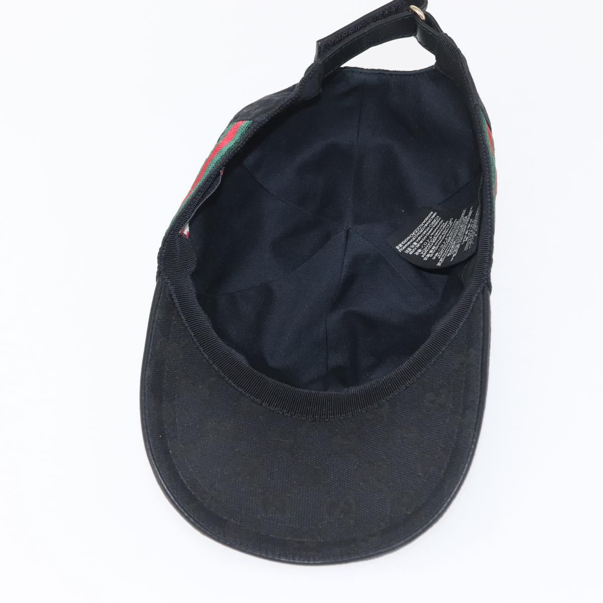 GUCCI Web Sherry Line GG Canvas Baseball Cap L Black 200035 204891 Auth ki6381