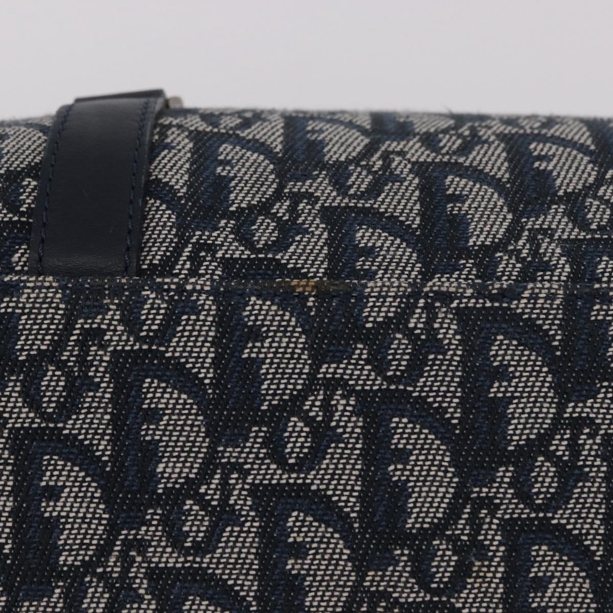 Christian Dior Trotter Canvas Hand Bag Navy Silver Auth ki6384