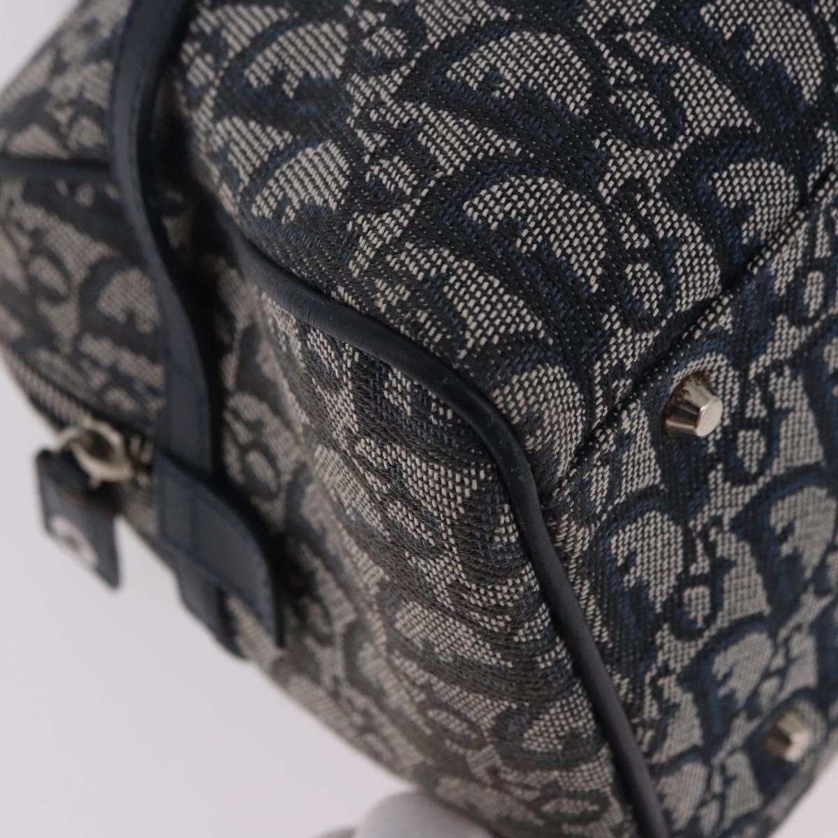 Christian Dior Trotter Canvas Hand Bag Navy Silver Auth ki6384