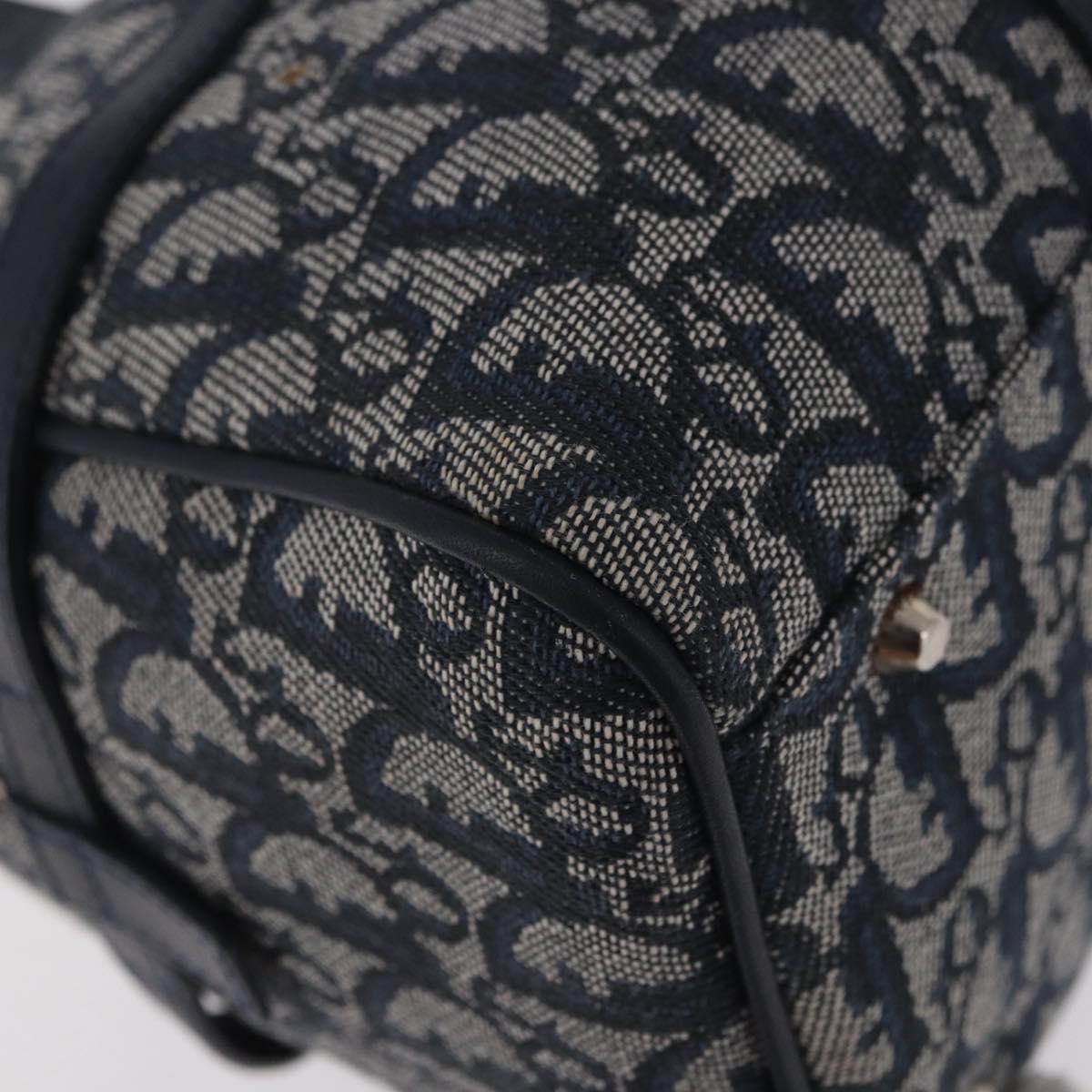 Christian Dior Trotter Canvas Hand Bag Navy Silver Auth ki6384