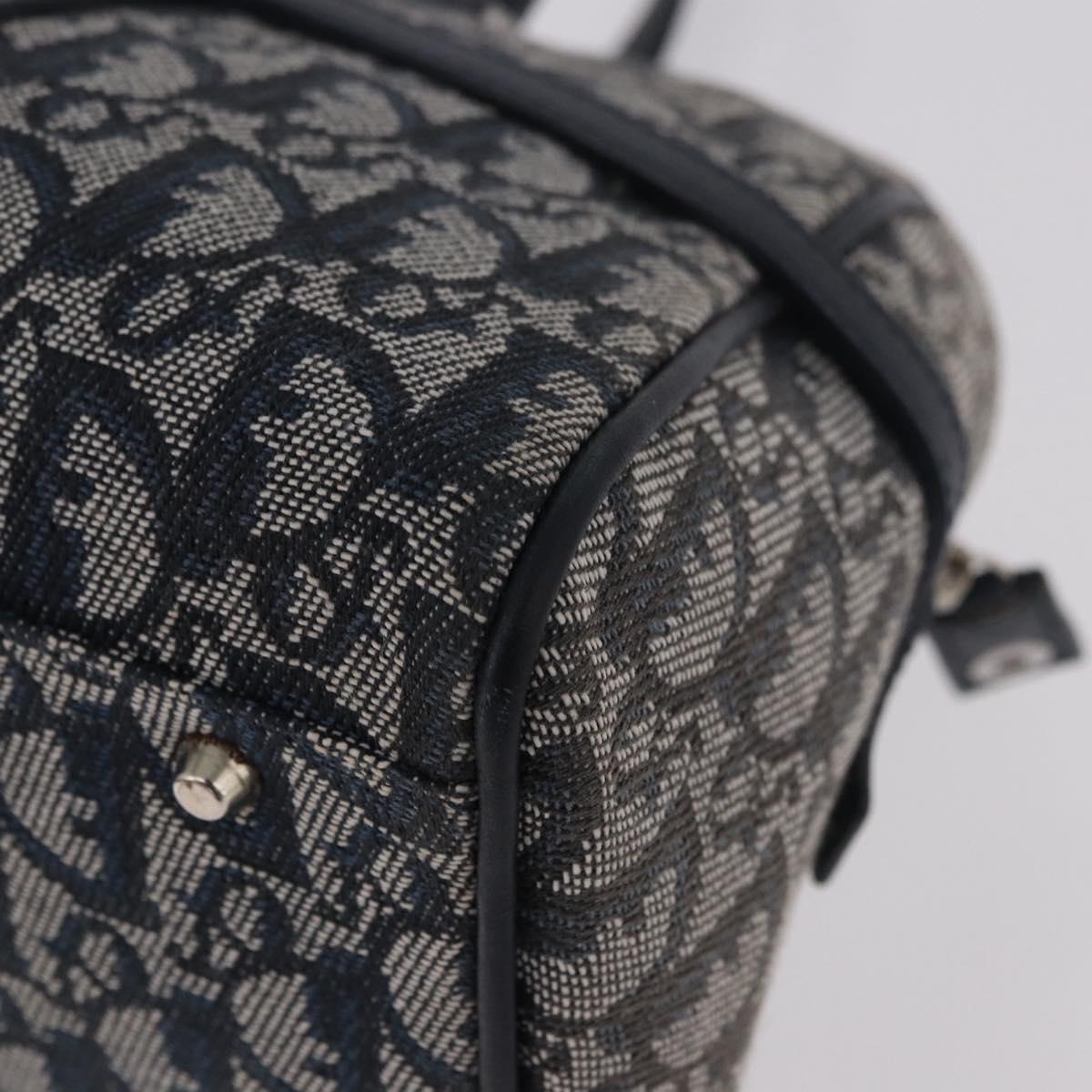 Christian Dior Trotter Canvas Hand Bag Navy Silver Auth ki6384