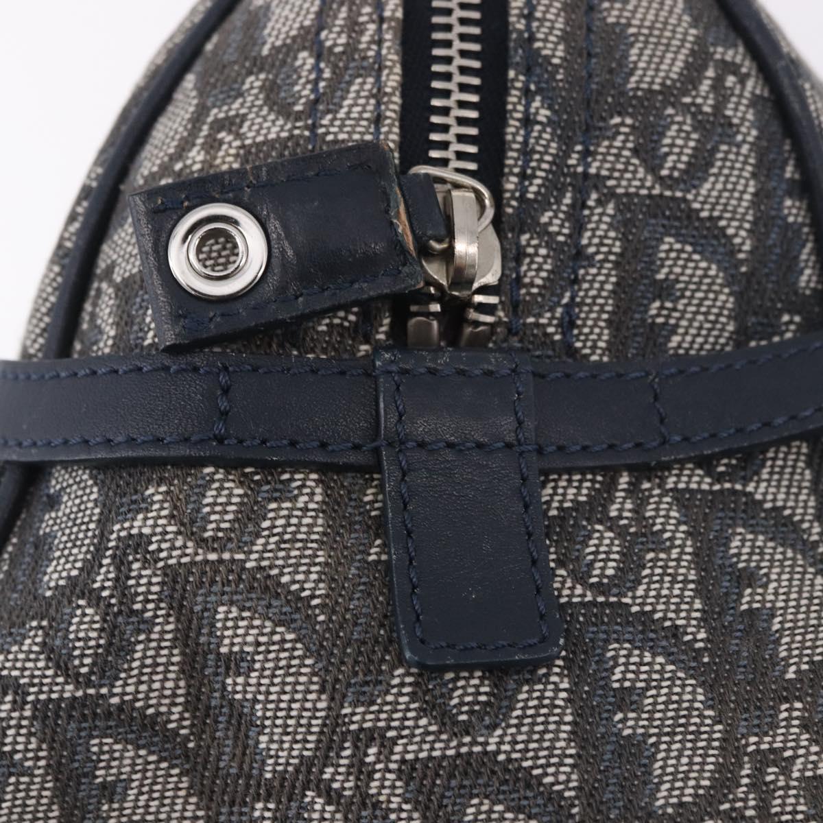 Christian Dior Trotter Canvas Hand Bag Navy Silver Auth ki6384
