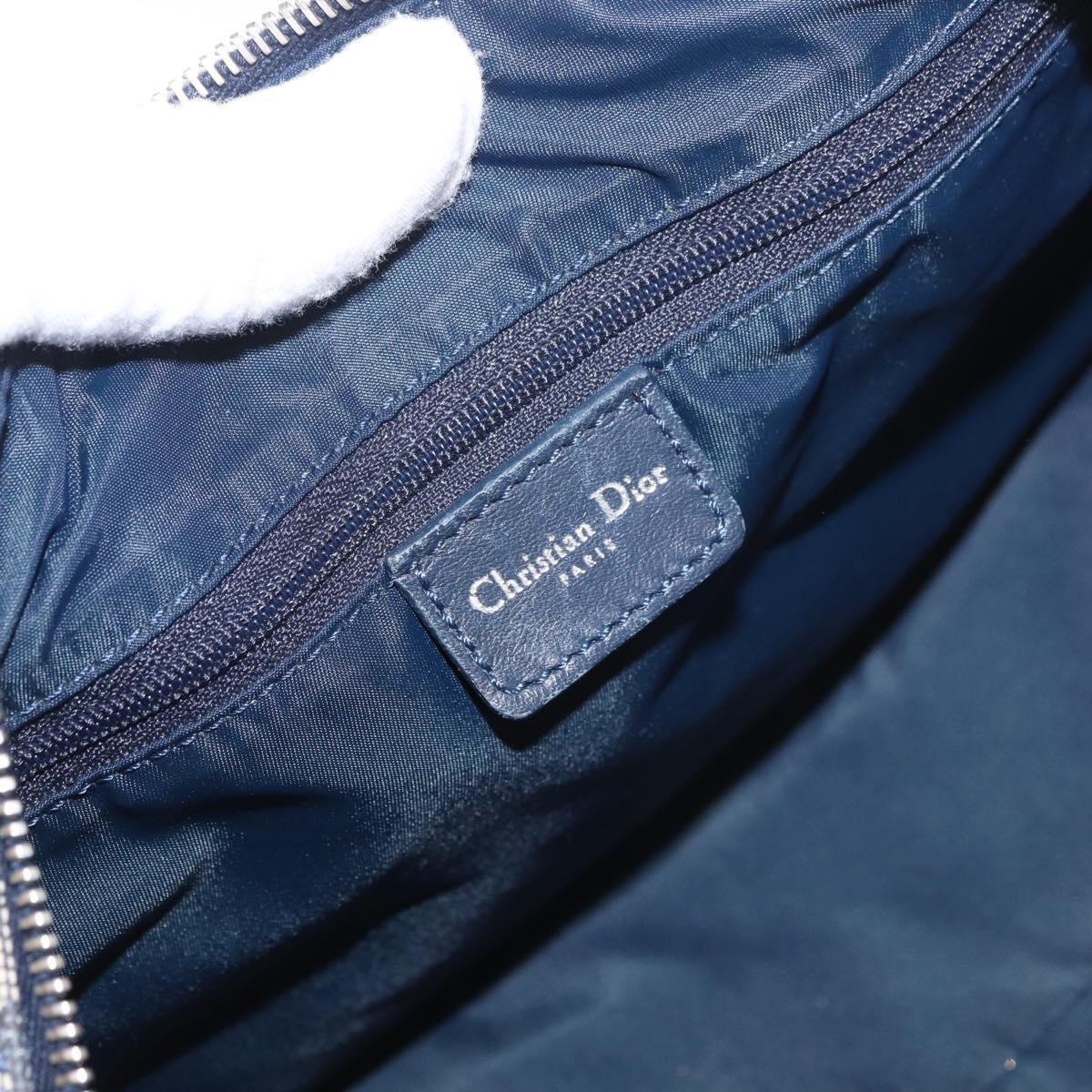 Christian Dior Trotter Canvas Hand Bag Navy Silver Auth ki6384