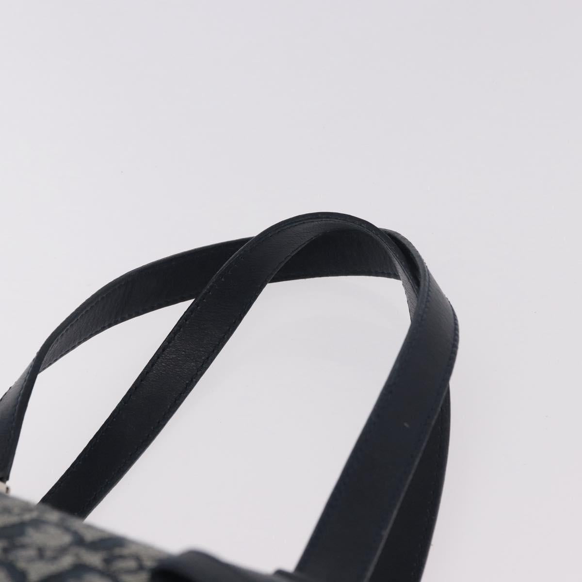 Christian Dior Trotter Canvas Hand Bag Navy Silver Auth ki6384