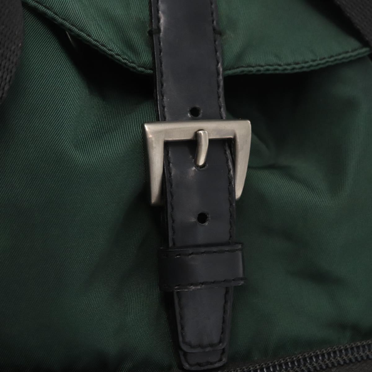 PRADA Backpack Nylon Green Silver Auth ki6395