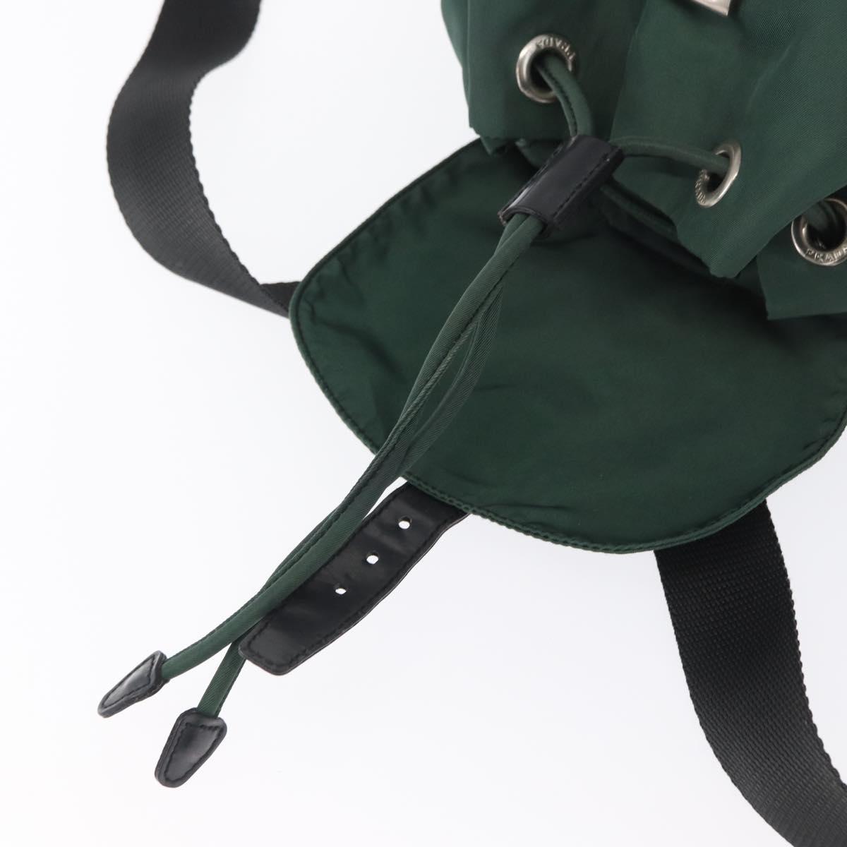 PRADA Backpack Nylon Green Silver Auth ki6395