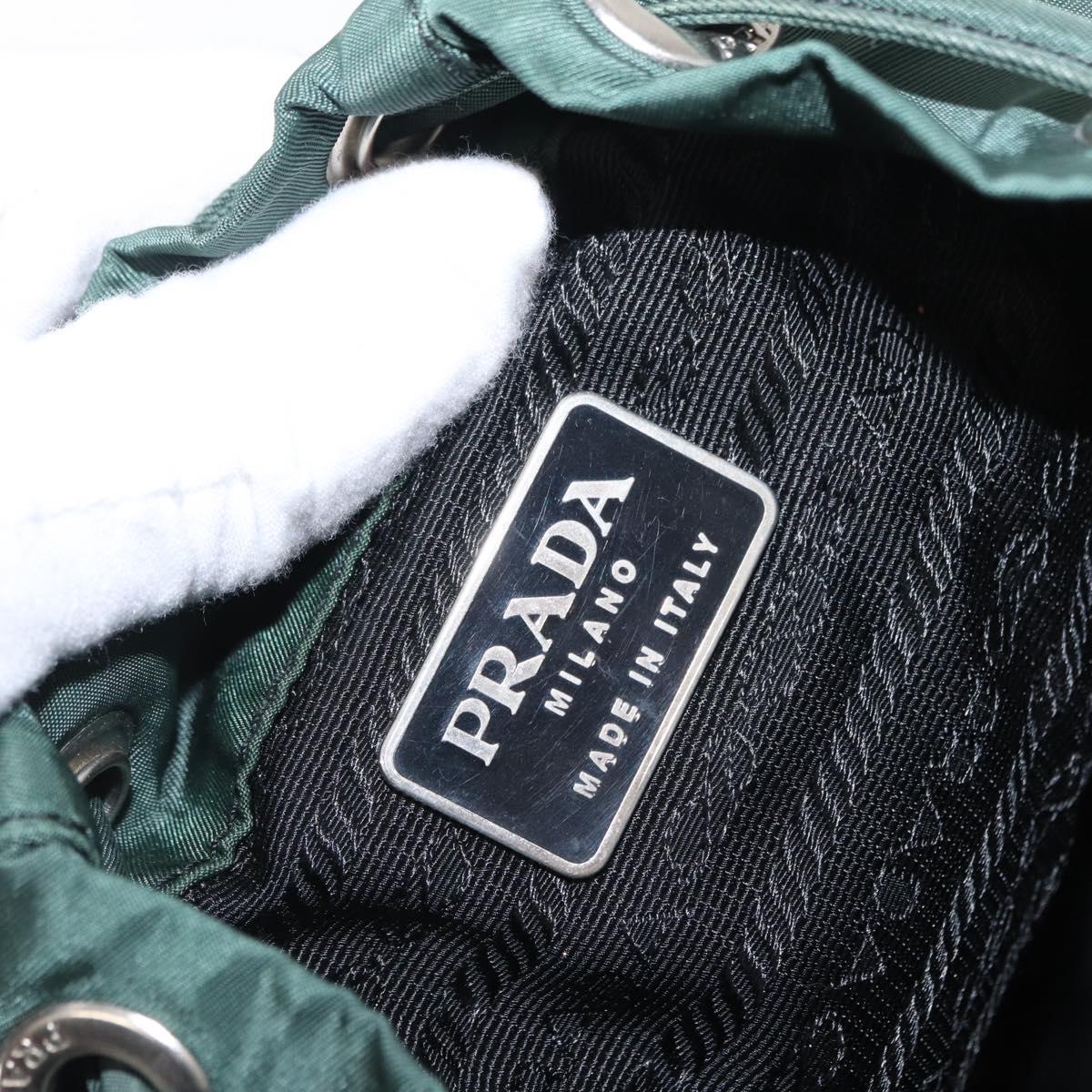 PRADA Backpack Nylon Green Silver Auth ki6395