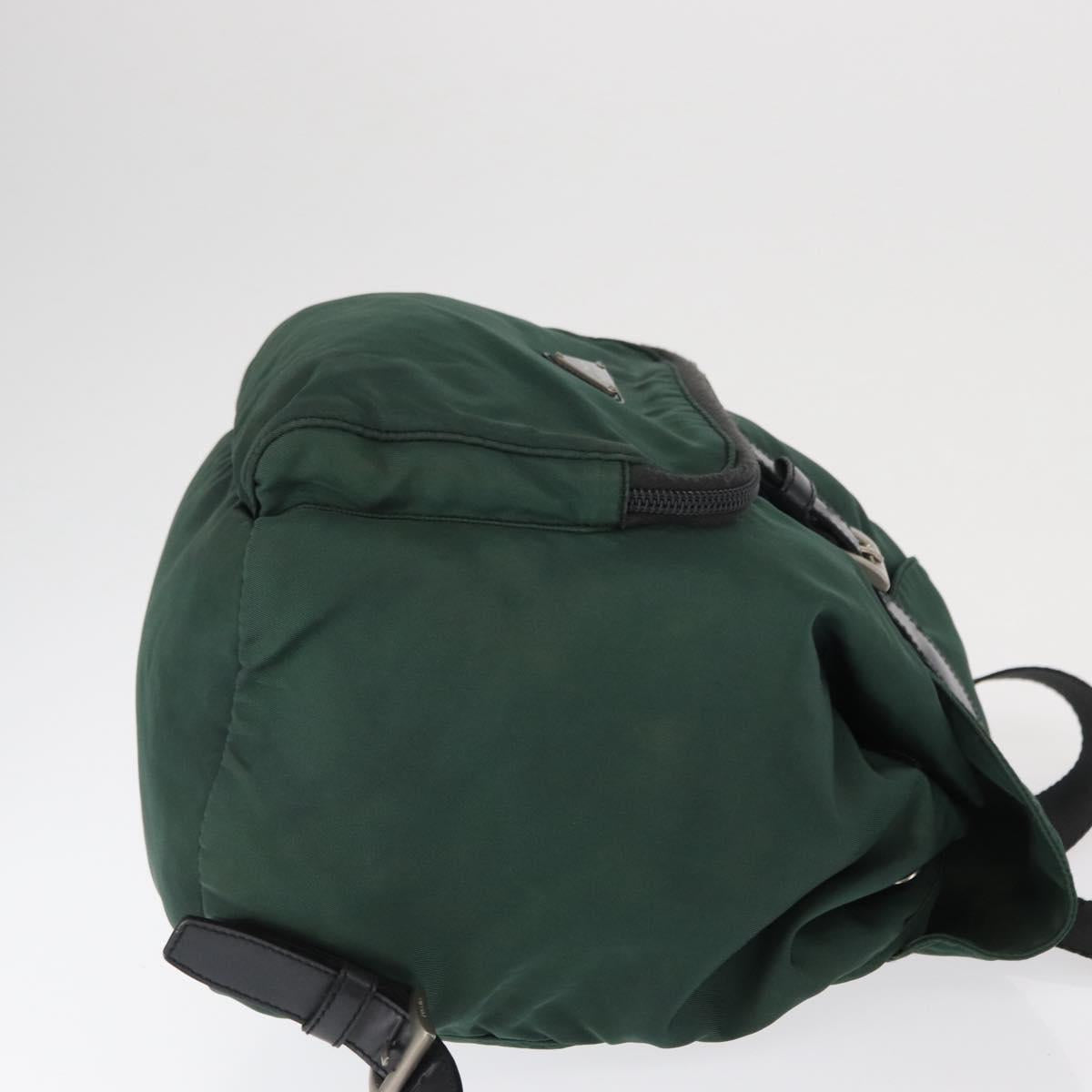 PRADA Backpack Nylon Green Silver Auth ki6395