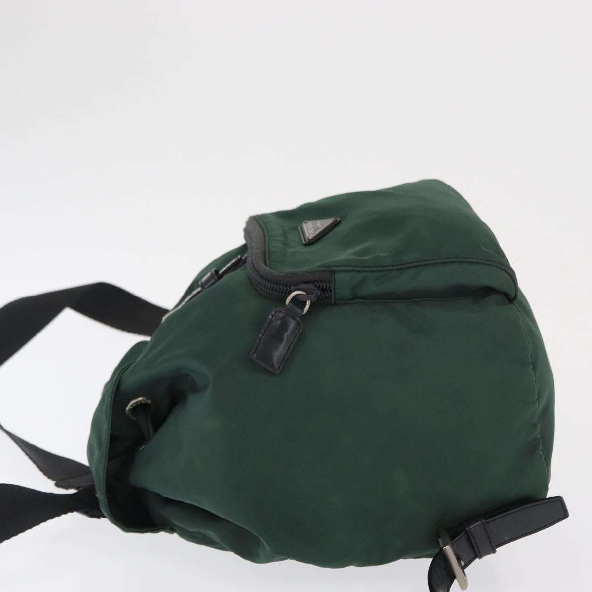 PRADA Backpack Nylon Green Silver Auth ki6395