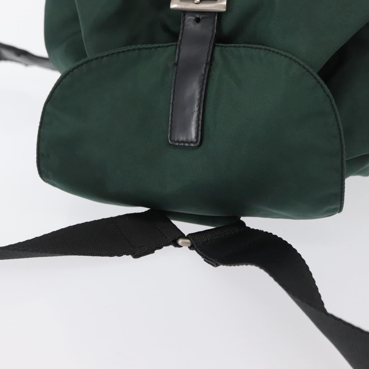 PRADA Backpack Nylon Green Silver Auth ki6395
