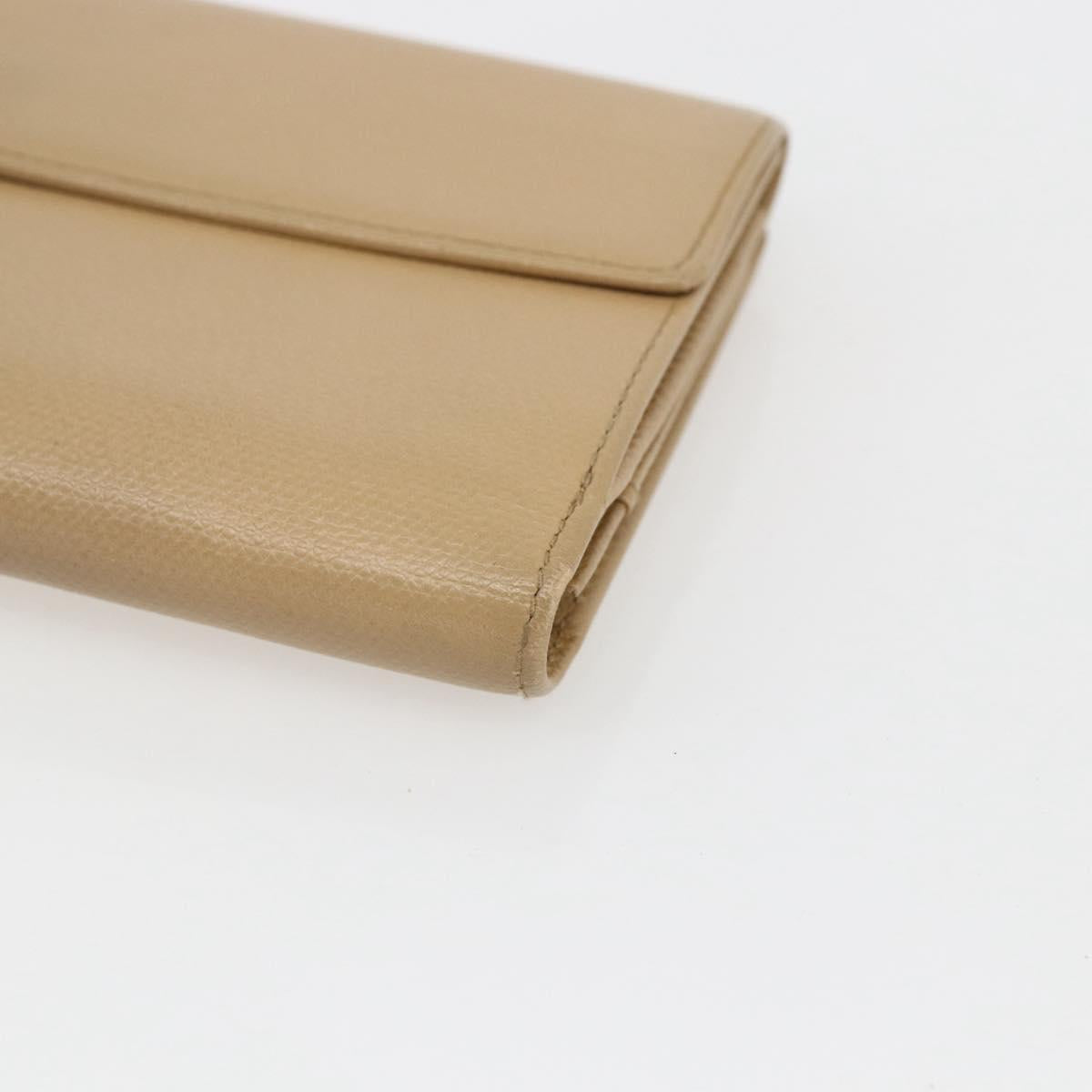 CHANEL COCO Button Long Wallet Leather Beige Gold CC Auth ki6407