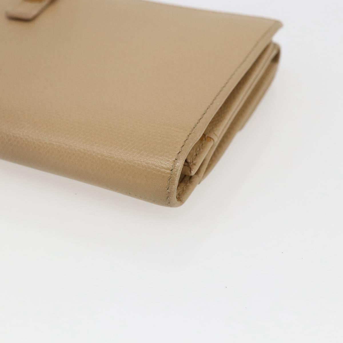 CHANEL COCO Button Long Wallet Leather Beige Gold CC Auth ki6407