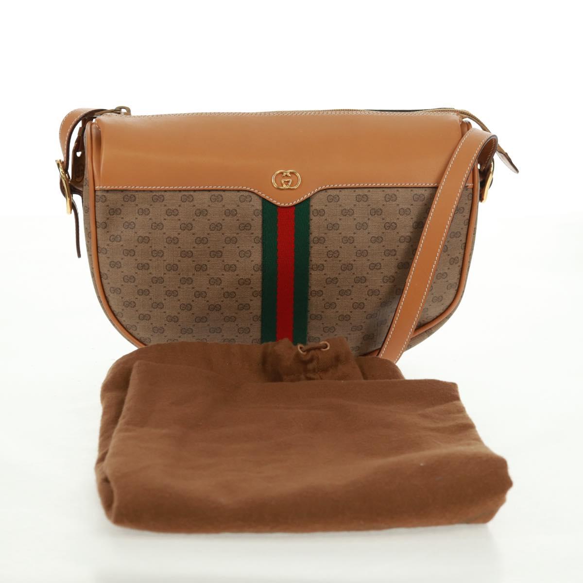 GUCCI Micro GG Supreme Web Sherry Line Bag PVC Beige 001 084 4001 Auth ki6415A